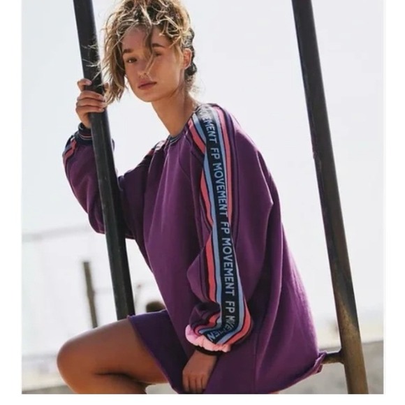 Free People Movement Birdie Sweatshirt Womens L Purple FP Movement Pockets - Picture 13 of 13
